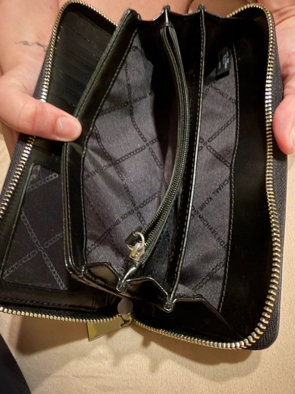 Michael Kors Black Leather Zip Wallet